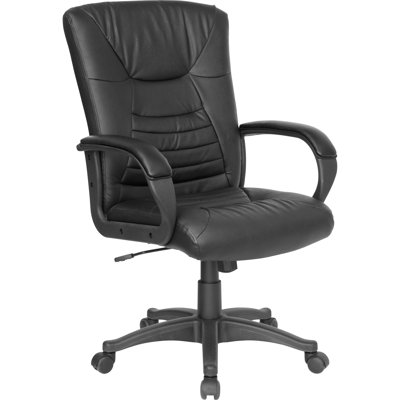 Flash Furniture Mid-Back Leather Office Chair with Multi-Layer Padded Design