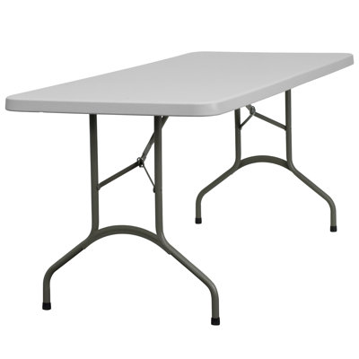 Flash Furniture 30" W Blow Molded Plastic Folding Table in Granite White