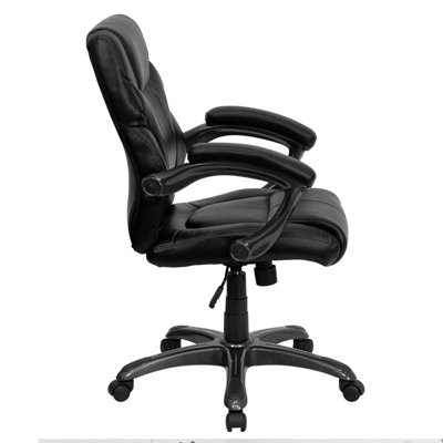 Flash Furniture Leather Executive Chair with Gun Metal Base and Thick Padded Arms