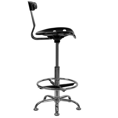 Flash Furniture Height Adjustable Drafting Stool with Chrome Base