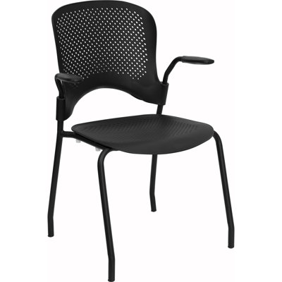 Flash Furniture Hercules Series Perforated Stacking Side Chair with Arms in Black