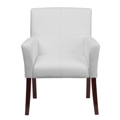 Flash Furniture Leather Executive Guest Side Chair  with Mahogany Legs