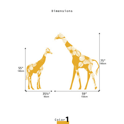 LittleLion Studio Fauna Mom and Baby Floral Giraffes Wall Decal