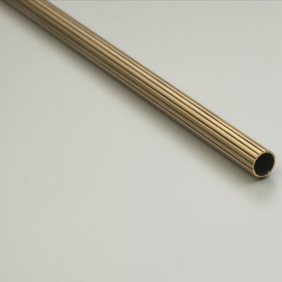 Zoroufy 84" Heritage Fluted Tubular Stair Rod Set Extended Brackets Acorn Finial in Polished Brass