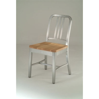 Emeco Natural Wood Seat Navy Dining Chair
