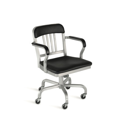 Emeco Navy Mid-Back Semi-Upholstered Swivel Office Chair