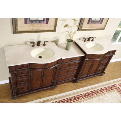 Silkroad Exclusive 90" Butler Double Bathroom Vanity Set