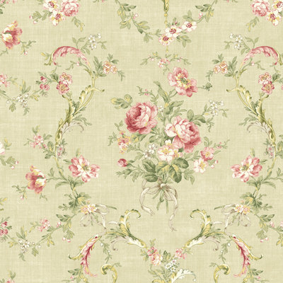 Willow Cottage Floral Bouquet Wallpaper in Khaki