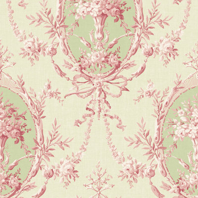 Willow Cottage Cameo Floral Wallpaper in Pink