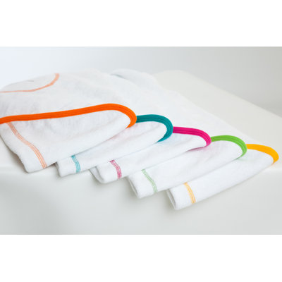 maamam aacua 4 in 1 Bath Towel with Orange Trim in White