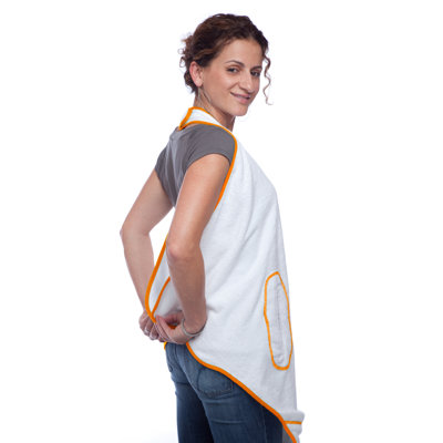 maamam aacua 4 in 1 Bath Towel with Orange Trim in White
