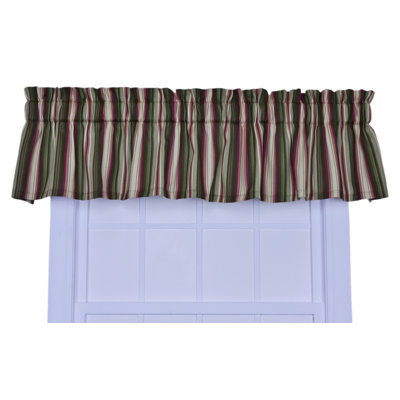 Montego Stripe Tailored Valance Window Curtain in Green
