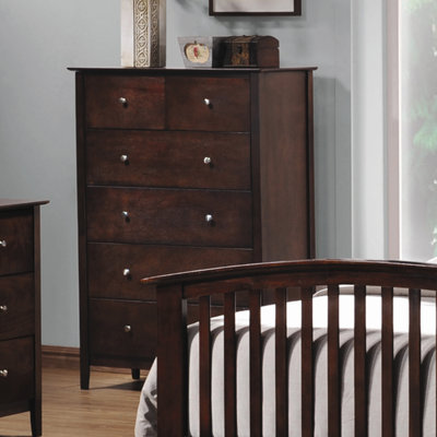 Double Oak 5 Drawer Vertical Chest by Wildon Home ® -image