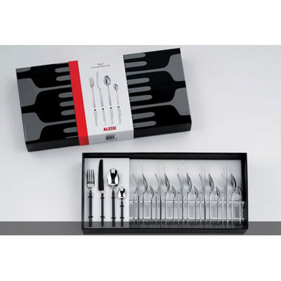 Alessi Dry Flatware Collection in Mirror with Satin Handle by Achille Castiglioni