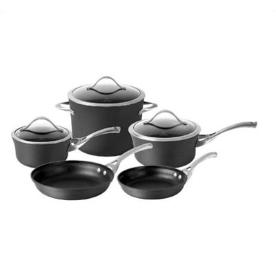 Contemporary Hard-Anodized Aluminum 8-Piece Cookware Set