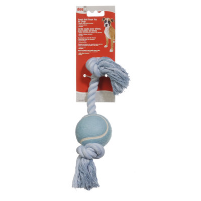 Hagen Dogit Cotton Rope Bone with Tennis Ball Dog Toy in Blue