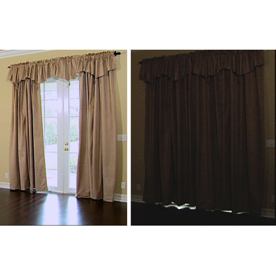 Sound Asleep Room Darkening Rod Pocket Ascot Window Panel Set in Ivory