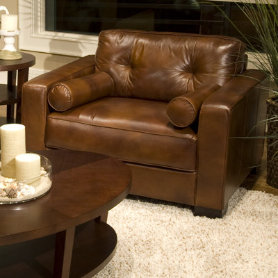 Elements Fine Home Furnishings Soho Top Grain Leather Chair and Ottoman