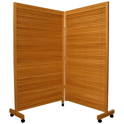 Oriental Furniture Wooden Shutter Folding Room Divider