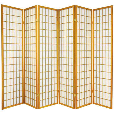 Oriental Furniture Double Sided Window Pane Room Divider in Honey
