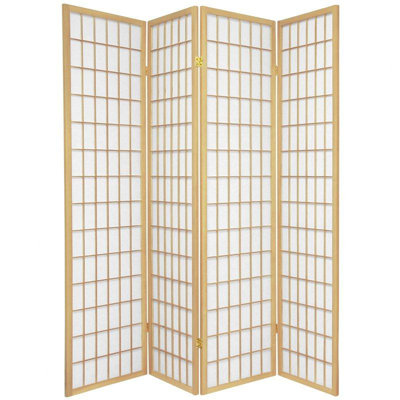 Oriental Furniture Double Sided Window Pane Room Divider in Natural