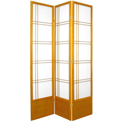 Oriental Furniture 78" Double Cross Design Room Divider in Honey