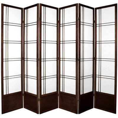 Oriental Furniture 6.5 Feet Tall Double Cross Shoji Screen in Walnut