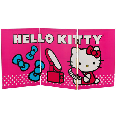 Oriental Furniture Tall Double Sided Hello Kitty Vanity Canvas Room Divider