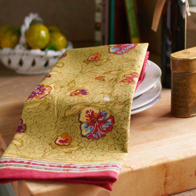 Pansy Red Green Tea Towel (Set of 3)