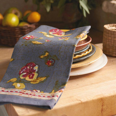 Pansy Red Grey Tea Towel (Set of 3)
