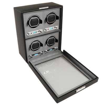 Wolf Designs Viceroy Module 2.7 Four Piece Watch Winder with Cover in Black