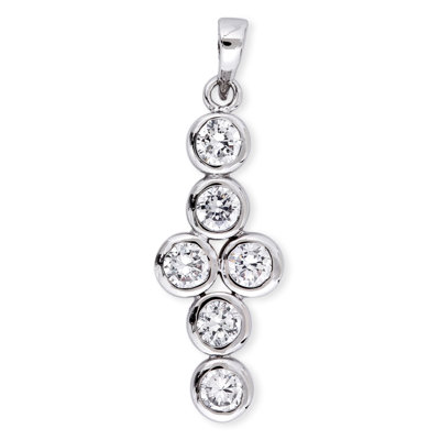 Bezel Set Round cubic zirconia Silver Pendant