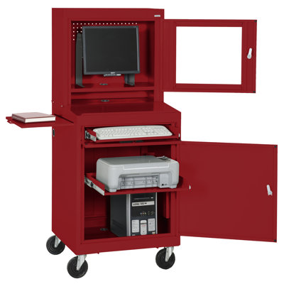 Sandusky Cabinets Mobile Computer Security Workstation with Slide-Out Shelf