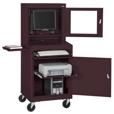 Sandusky Cabinets Mobile Computer Security Workstation with Slide-Out Shelf