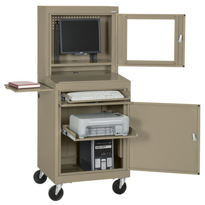 Sandusky Cabinets Mobile Computer Security Workstation with Slide-Out Shelf