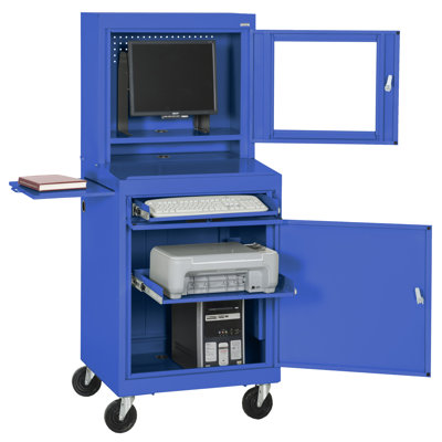Sandusky Cabinets Mobile Computer Security Workstation with Slide-Out Shelf