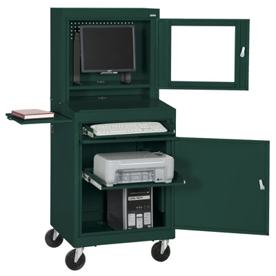 Sandusky Cabinets Mobile Computer Security Workstation with Slide-Out Shelf