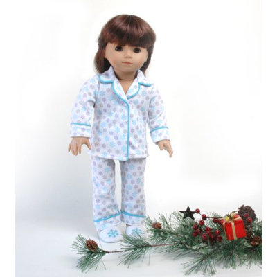 Carpatina American Girl Dolls Christmas Snow Pajamas and Slippers