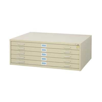 Safco Products Company 42" W Five-Drawer Steel Flat File with Optional Open Base