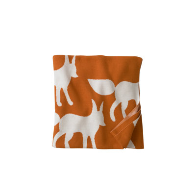 DwellStudio Foxes Orange Graphic Knit Blanket