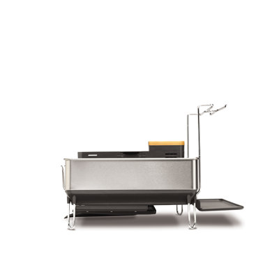 simplehuman Steel Frame Dish Rack with Wine Glass Holder in Grey