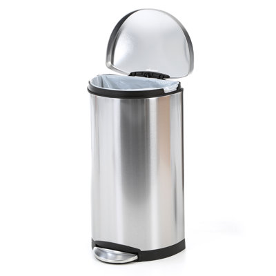 simplehuman Semi-Round Step Trash Can in Brushed Stainless Steel