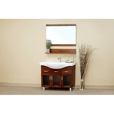 Bellaterra Home Crenshaw Bathroom Mirror in Medium Walnut