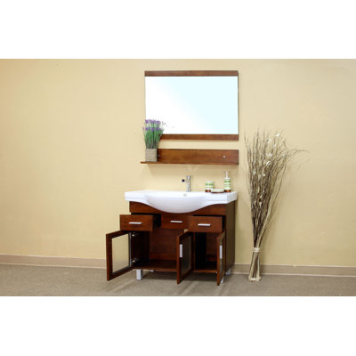 Bellaterra Home Crenshaw Bathroom Mirror in Medium Walnut