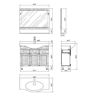 Bellaterra Home Crenshaw Bathroom Mirror in Medium Walnut
