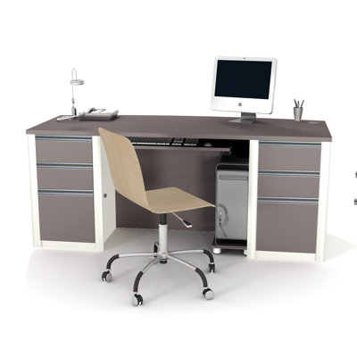 Bestar Connexion Contemporary Executive Desk Kit with Assembled Pedestals