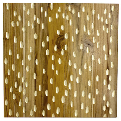 RS Furnishings Pura Vida I Rain Drop Teak Panel in Natural with Gold Drops
