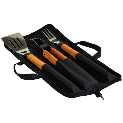3 Piece Wood Handle Barbecue Set