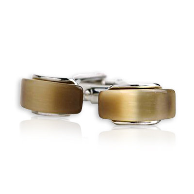 Curved Glass Cufflinks in Gold