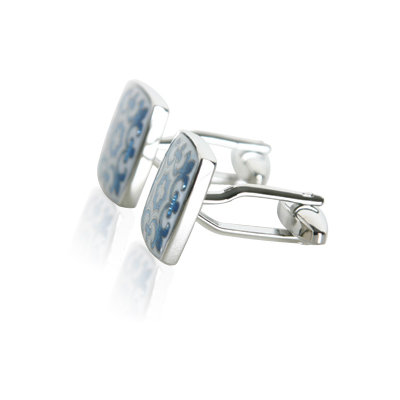 Cuff-Daddy Fleur Di Lis Cufflinks in Blue / White